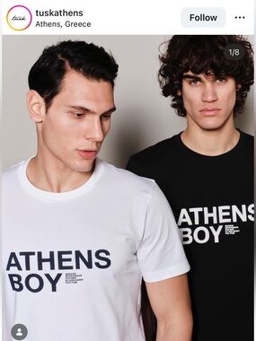 NWT Ron Dorff Athens Boy Graphic Crewneck T-Shirt in Black
